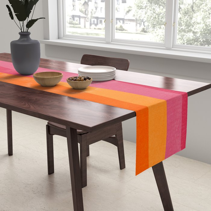 Orange Hot Pink Yellow Bright Modern Artwork Table Runner Gallery Image 2