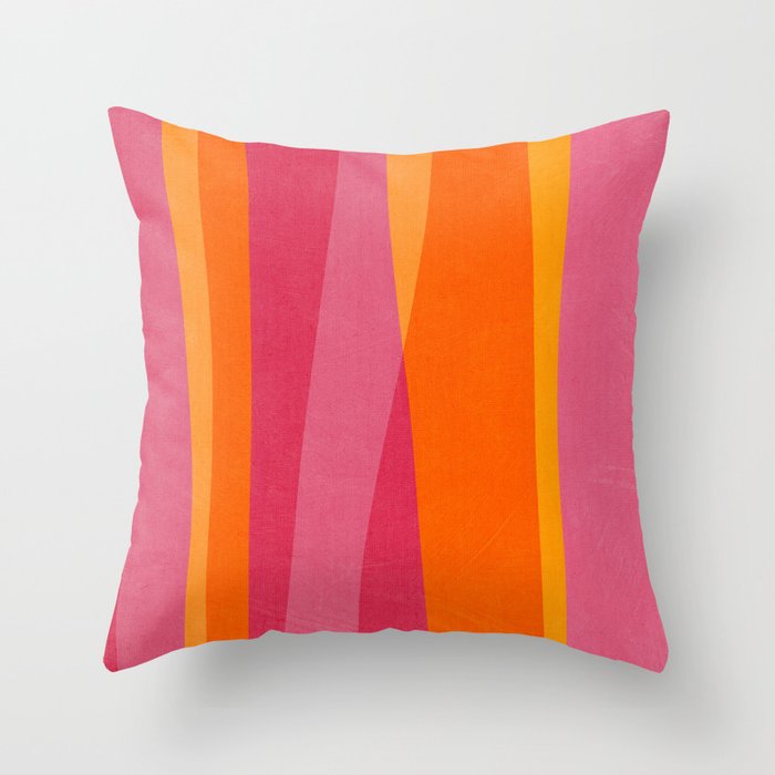Orange Hot Pink Yellow Bright Modern Artwork Throw Pillow Gallery Image 6