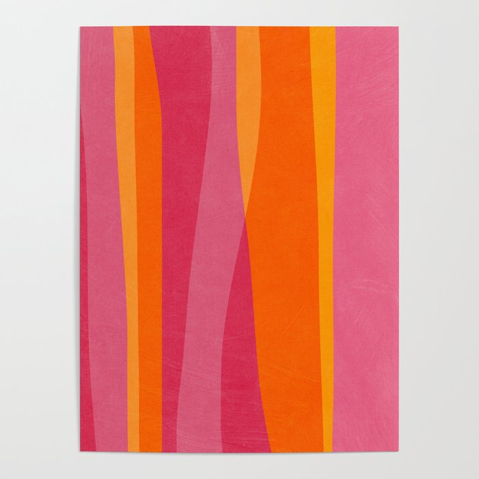 Orange Hot Pink Yellow Bright Modern Artwork Poster Gallery Image 4