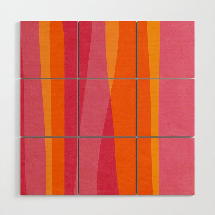 Orange Hot Pink Yellow Bright Modern Artwork Wood Wall Art Gallery Image 1