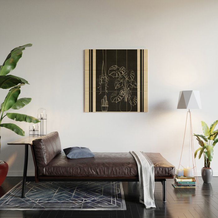 Minimal Window With Potted Plants 3 Wood Wall Art Gallery Image 2