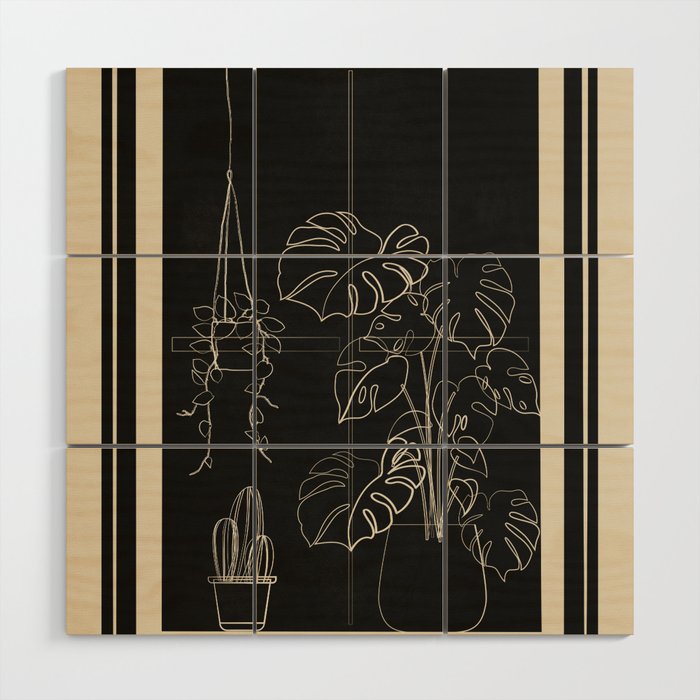 Minimal Window With Potted Plants 3 Wood Wall Art Gallery Image 1