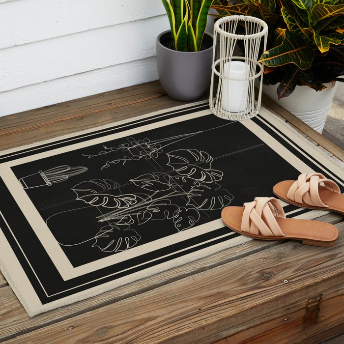 Minimal Window With Potted Plants 3 Outdoor Rug Gallery Image 2