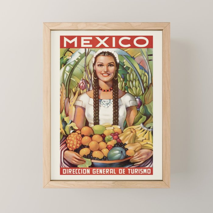 Mexico Vintage Travel Poster, 1950s Mini Art Print Gallery Image 1