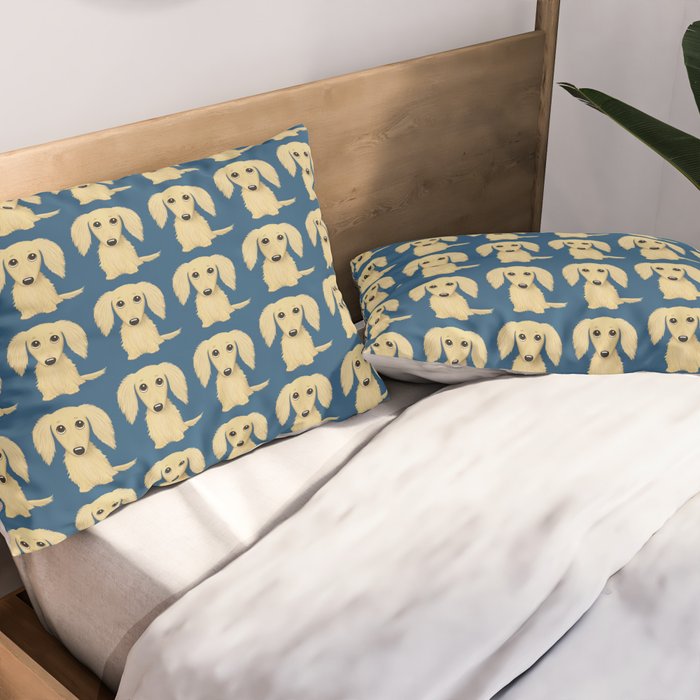 Longhaired Cream Dachshund Cartoon Dog Pillow Sham Gallery Image 2