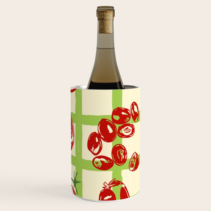 Tomato Garden Picnic Pattern Illustration Wine Chiller Gallery Image 3