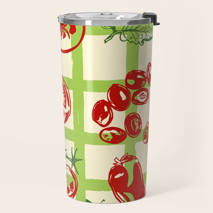 Tomato Garden Picnic Pattern Illustration Travel Mug Gallery Image 2