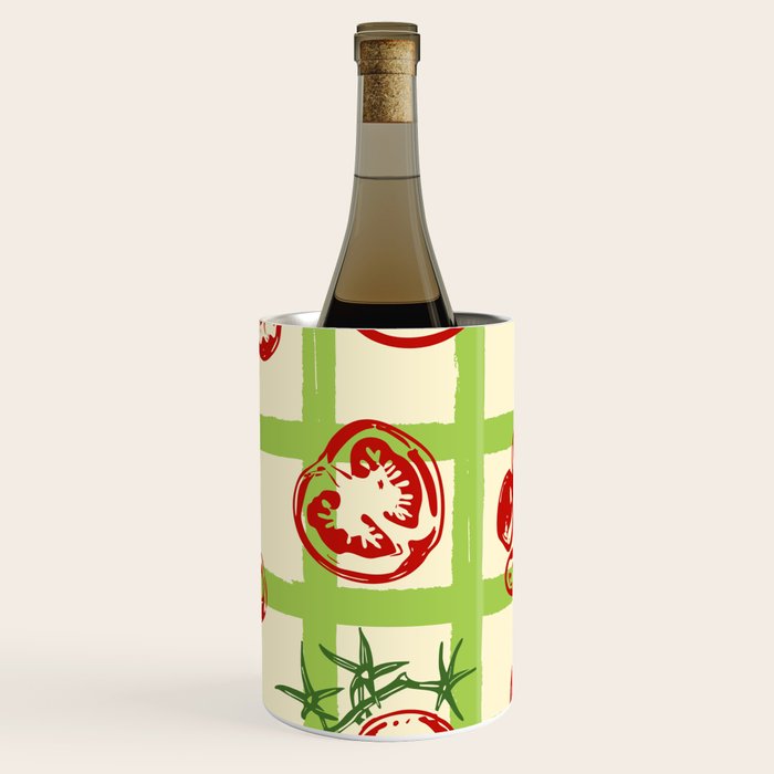 Tomato Garden Picnic Pattern Illustration Wine Chiller Gallery Image 1
