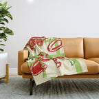 Tomato Garden Picnic Pattern Illustration Throw Blanket Gallery Image 1