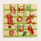 Tomato Garden Picnic Pattern Illustration Wood Wall Art Gallery Image 1