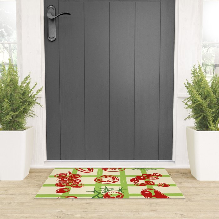 Tomato Garden Picnic Pattern Illustration Welcome Mat Gallery Image 3