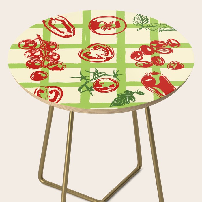 Tomato Garden Picnic Pattern Illustration Side Table Gallery Image 2