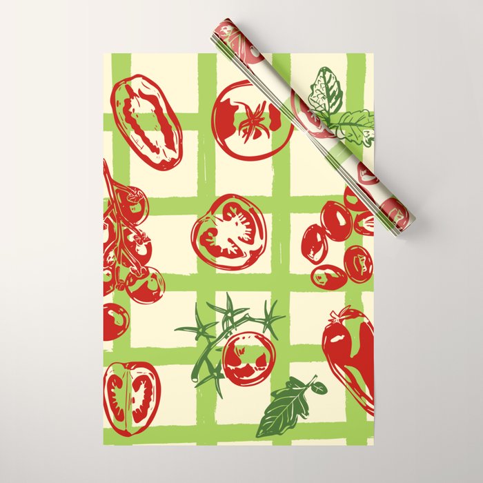 Tomato Garden Picnic Pattern Illustration Wrapping Paper Gallery Image 1
