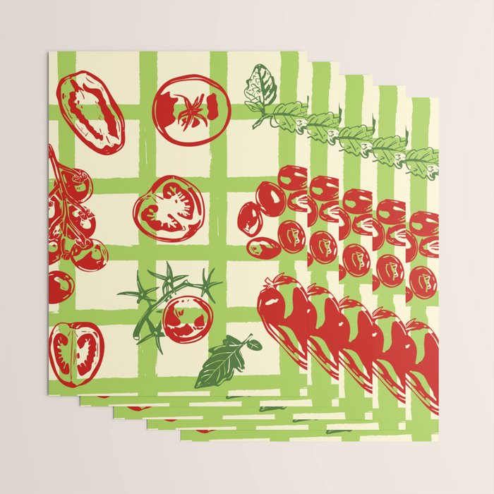 Tomato Garden Picnic Pattern Illustration Wrapping Paper Gallery Image 3