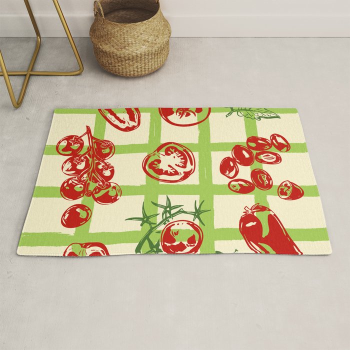 Tomato Garden Picnic Pattern Illustration Rug Gallery Image 1