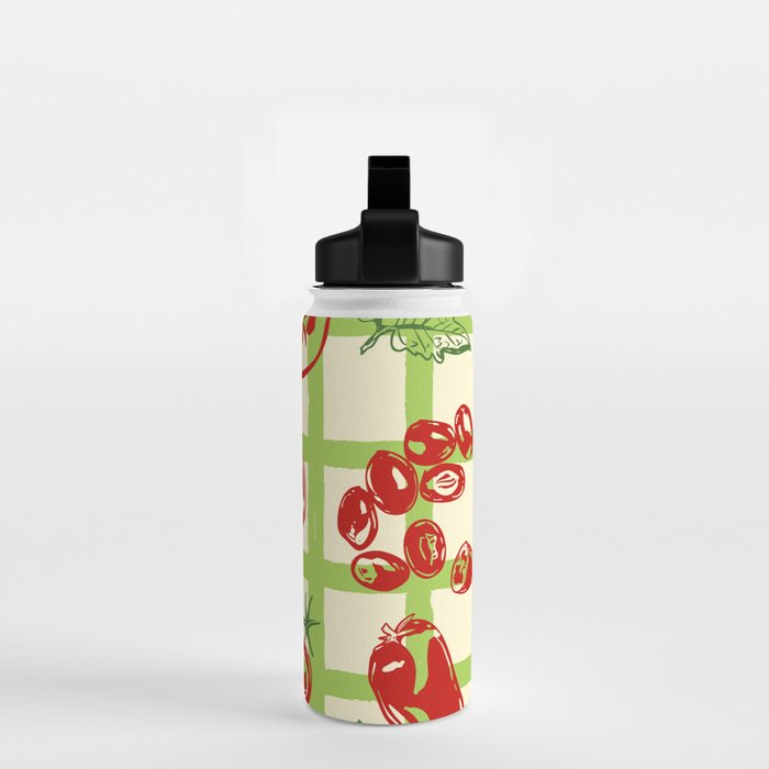 Tomato Garden Picnic Pattern Illustration Water Bottle Gallery Image 2