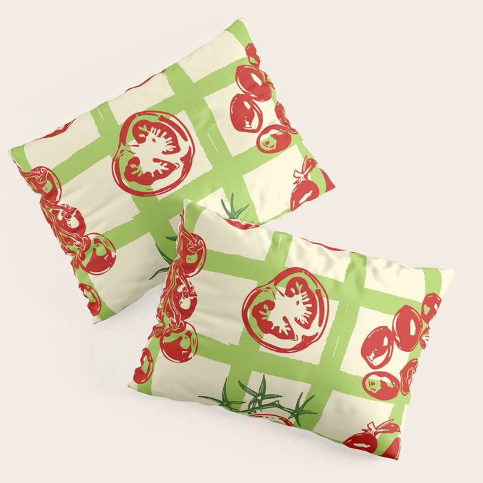 Tomato Garden Picnic Pattern Illustration Pillow Sham Gallery Image 3