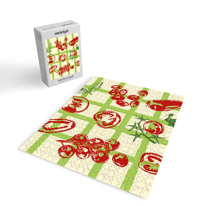 Tomato Garden Picnic Pattern Illustration Jigsaw Puzzle Gallery Image 2