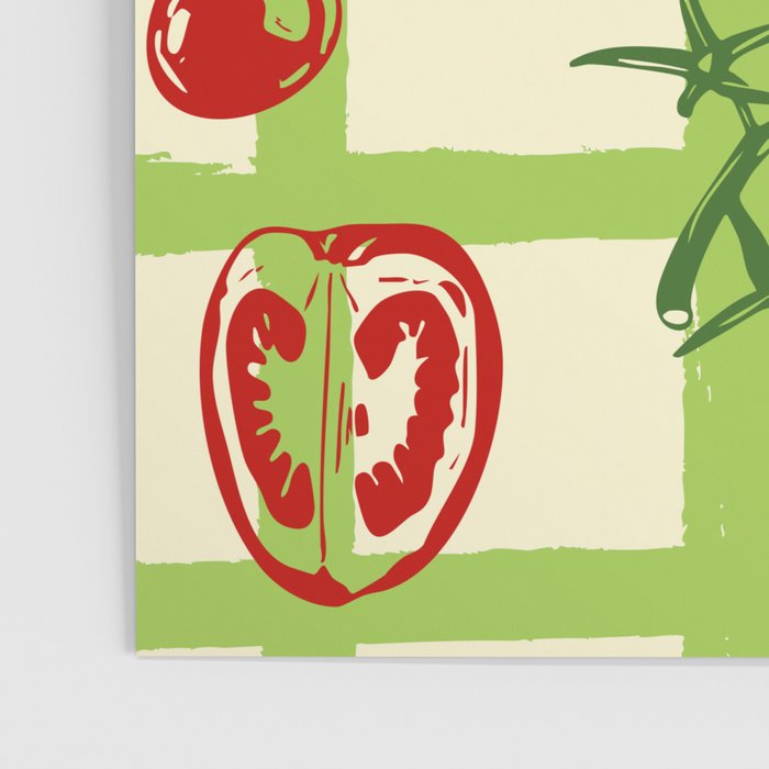 Tomato Garden Picnic Pattern Illustration Poster Gallery Image 3