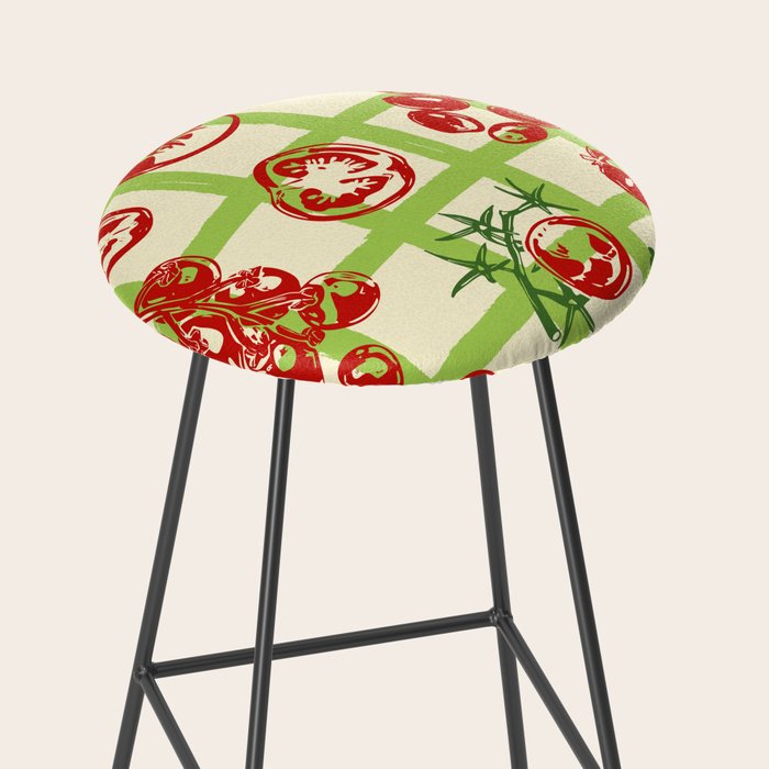 Tomato Garden Picnic Pattern Illustration Stool Gallery Image 2