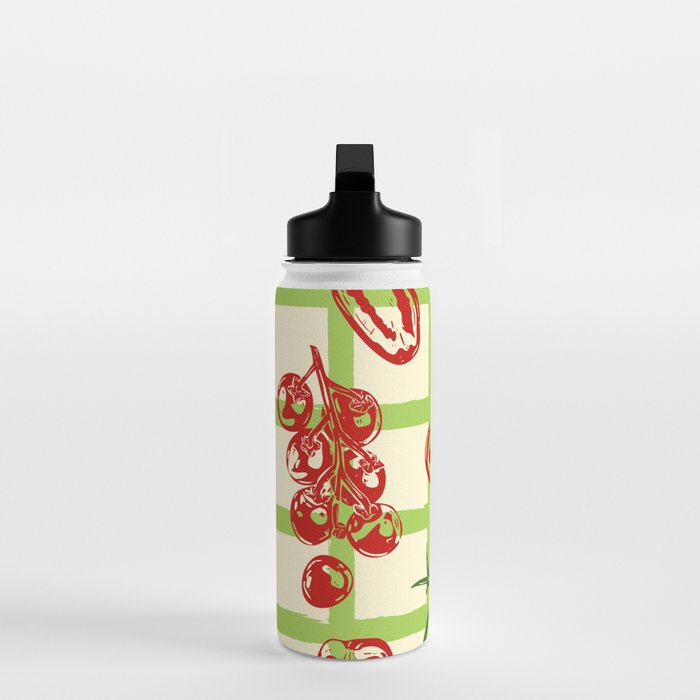 Tomato Garden Picnic Pattern Illustration Water Bottle Gallery Image 3