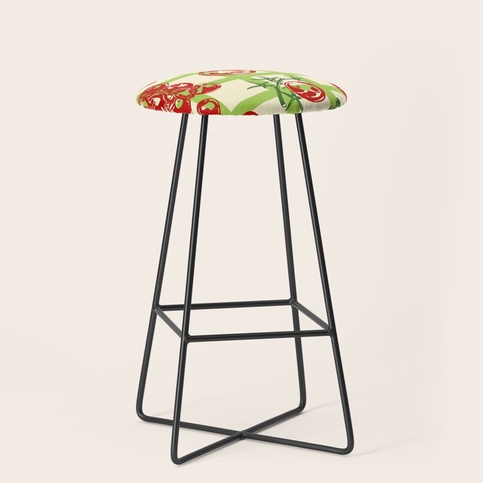 Tomato Garden Picnic Pattern Illustration Stool Gallery Image 1