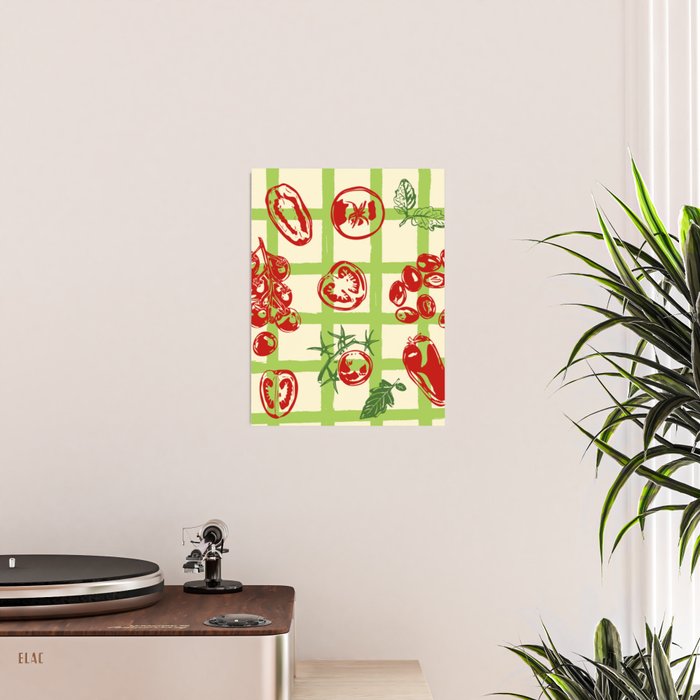 Tomato Garden Picnic Pattern Illustration Poster Gallery Image 2