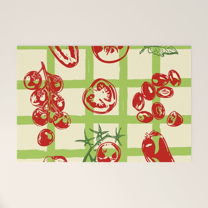 Tomato Garden Picnic Pattern Illustration Welcome Mat Gallery Image 1