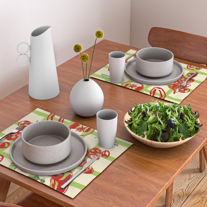 Tomato Garden Picnic Pattern Illustration Placemat Gallery Image 2