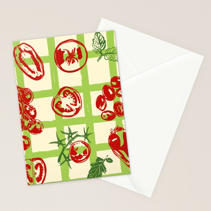Tomato Garden Picnic Pattern Illustration Stationery Card Gallery Image 2