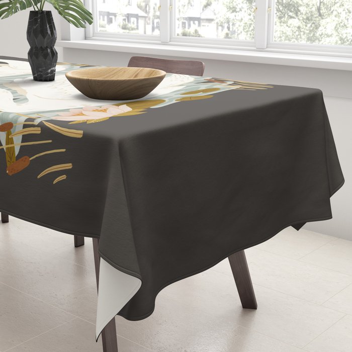Swan Dance - Charcoal Black Background Tablecloth Gallery Image 3