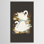 Swan Dance - Charcoal Black Background Tablecloth Gallery Image 2