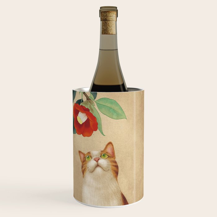 Cat and camellia flowers T1 Wine Chiller Gallery Image 3