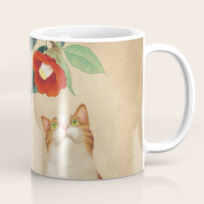 Cat and camellia flowers T1 Coffee Mug Gallery Image 1
