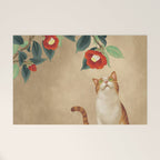 Cat and camellia flowers T1 Welcome Mat Gallery Image 1