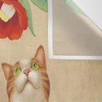 Cat and camellia flowers T1 Wall Tapestry Gallery Image 3