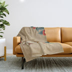 Cat and camellia flowers T1 Throw Blanket Gallery Image 1