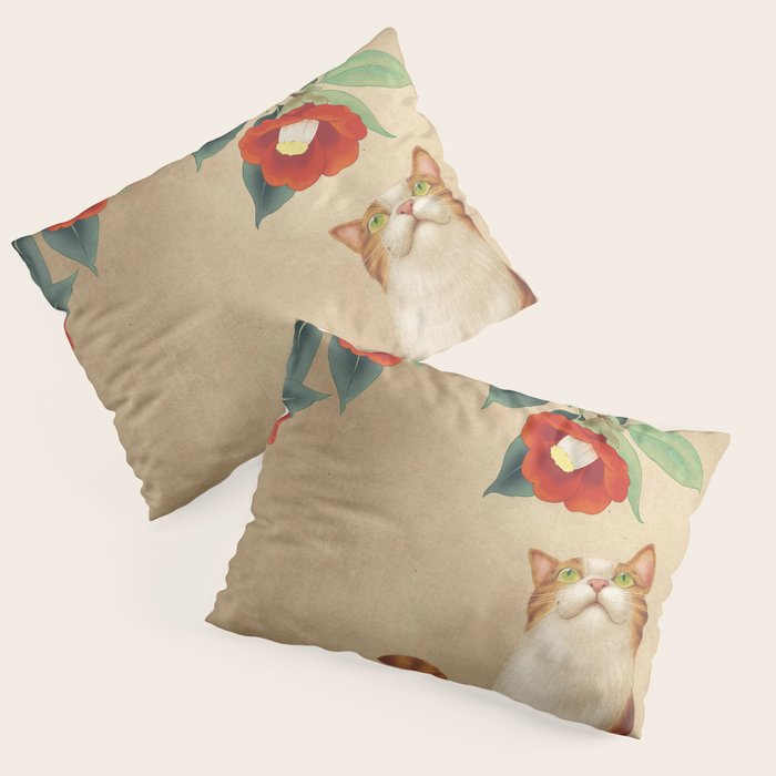 Cat and camellia flowers T1 Pillow Sham Gallery Image 3