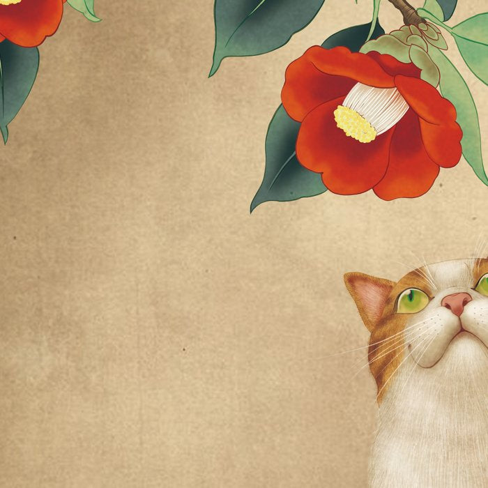 Cat and camellia flowers T1 Coffee Mug Gallery Image 2
