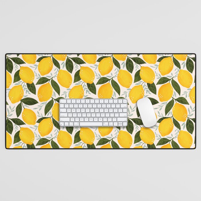 Mediterranean Summer Lemons Pattern Desk Mat Gallery Image 1