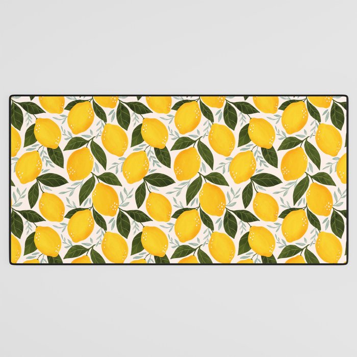Mediterranean Summer Lemons Pattern Desk Mat Gallery Image 3