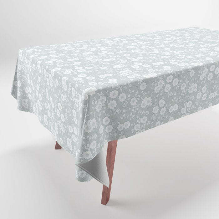 Cluster Flower Vines - Mint Tablecloth Gallery Image 1
