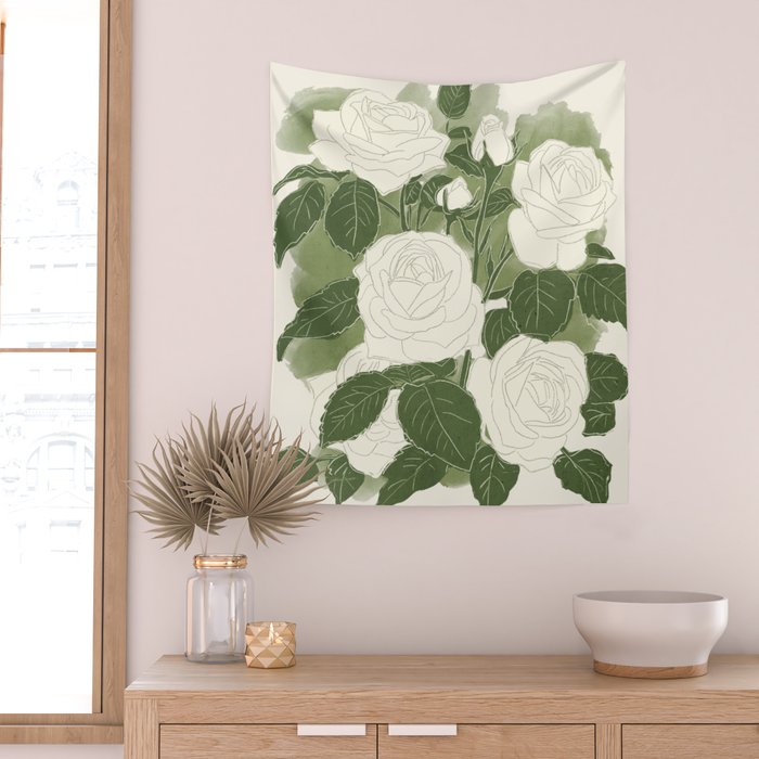 White Roses 6 Wall Tapestry Gallery Image 2