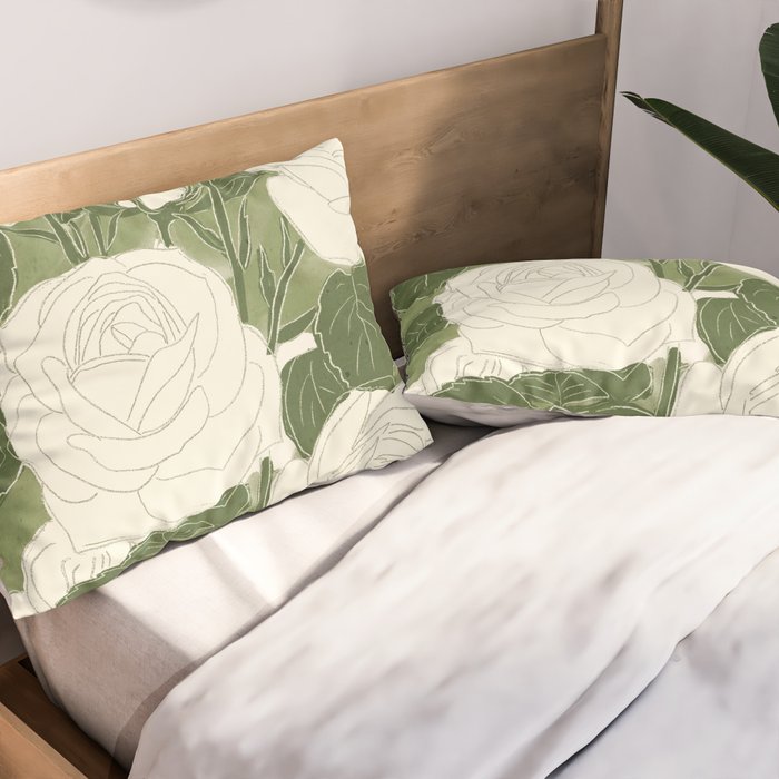 White Roses 6 Pillow Sham Gallery Image 2