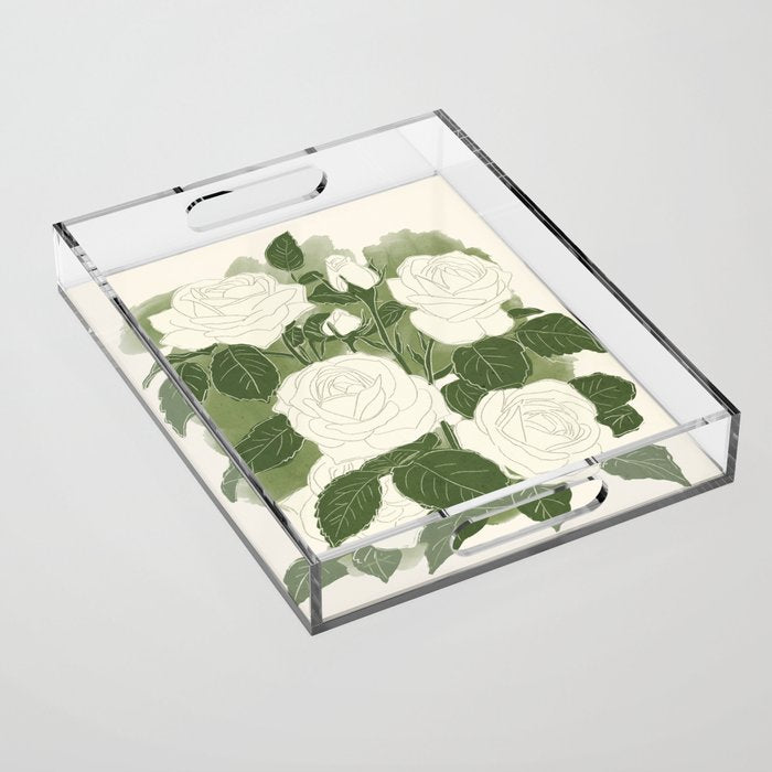 White Roses 6 Acrylic Tray Gallery Image 1