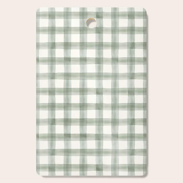 watercolor plaid - sage Cutting Board Gallery Image 1