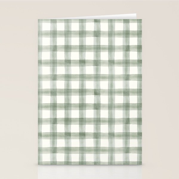 watercolor plaid - sage Stationery Card Gallery Image 2