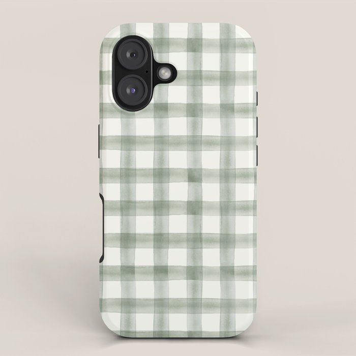 watercolor plaid - sage iPhone Case Gallery Image 1