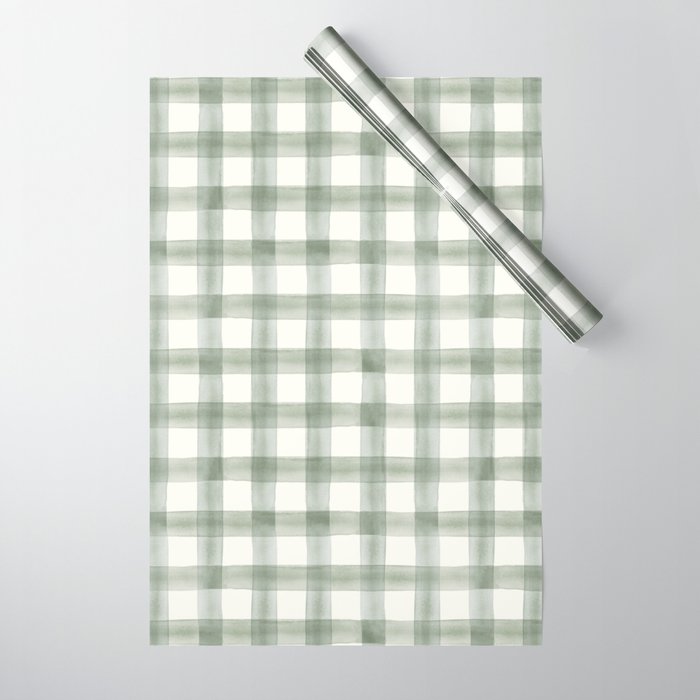 watercolor plaid - sage Wrapping Paper Gallery Image 1