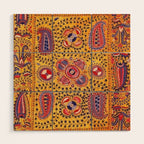 19th Century Uzbekistan Suzani with Gold Background  Wood Wall Art Gallery Image 1